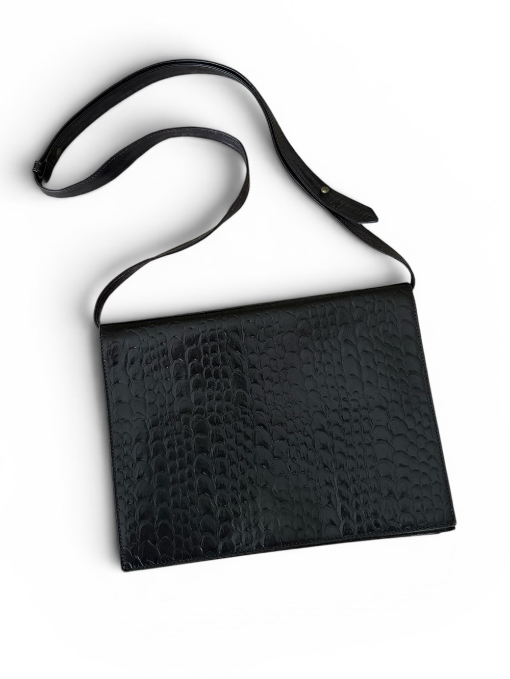 Ann Taylor Vintage Genuine Leather Croc-Embossed Flap Shoulder Bag